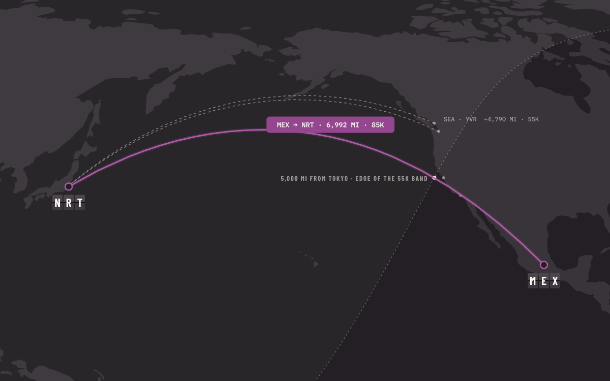 Route map: MEX → NRT